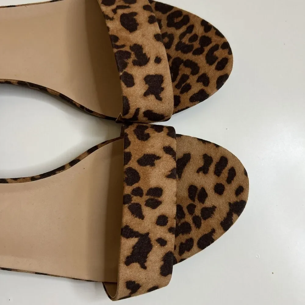 A New Day Women’s Winona Brown Leopard Print Ankle Strap Sandals FLAW - Picture 4 of 15